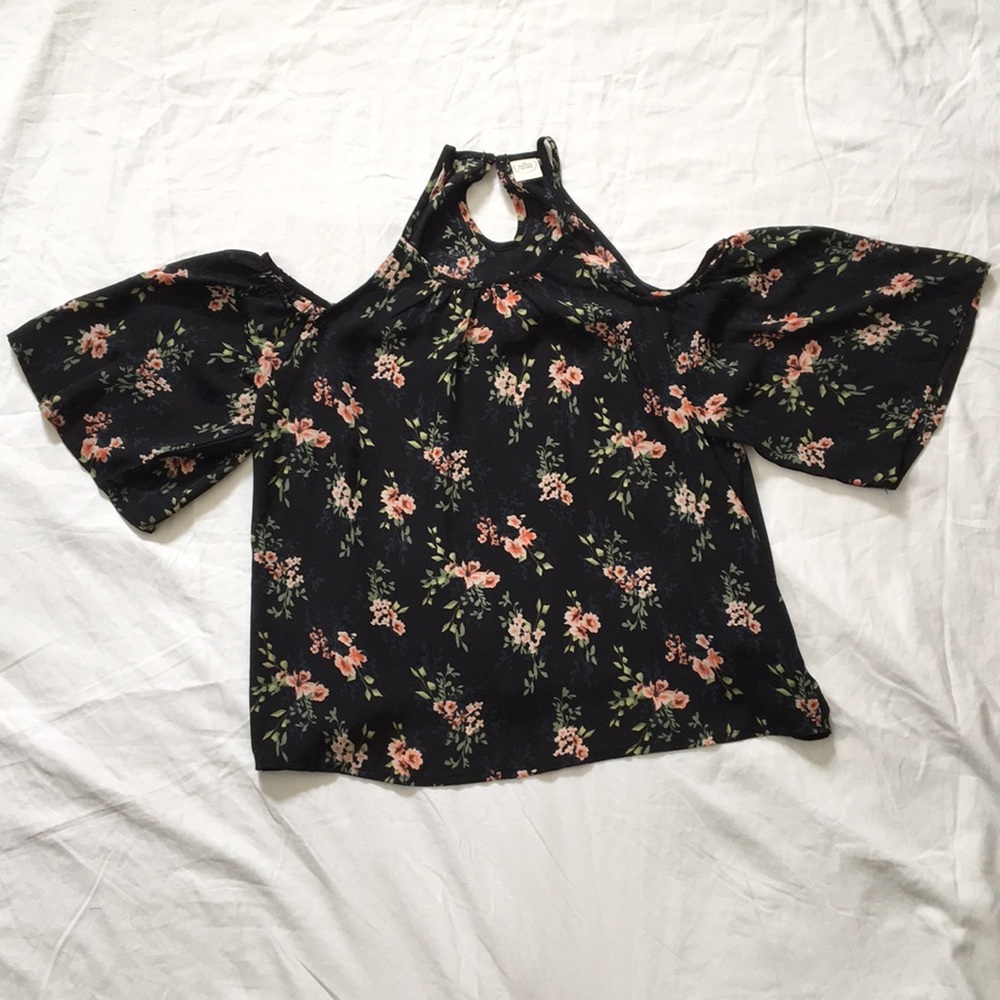 Paper Crane | Black & Floral Off the Shoulder